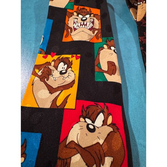 Lot of 2 Vintage Looney Tunes Taz Silk Neckties – Tasmanian Devil Cartoon‎ Print - Picture 10 of 13